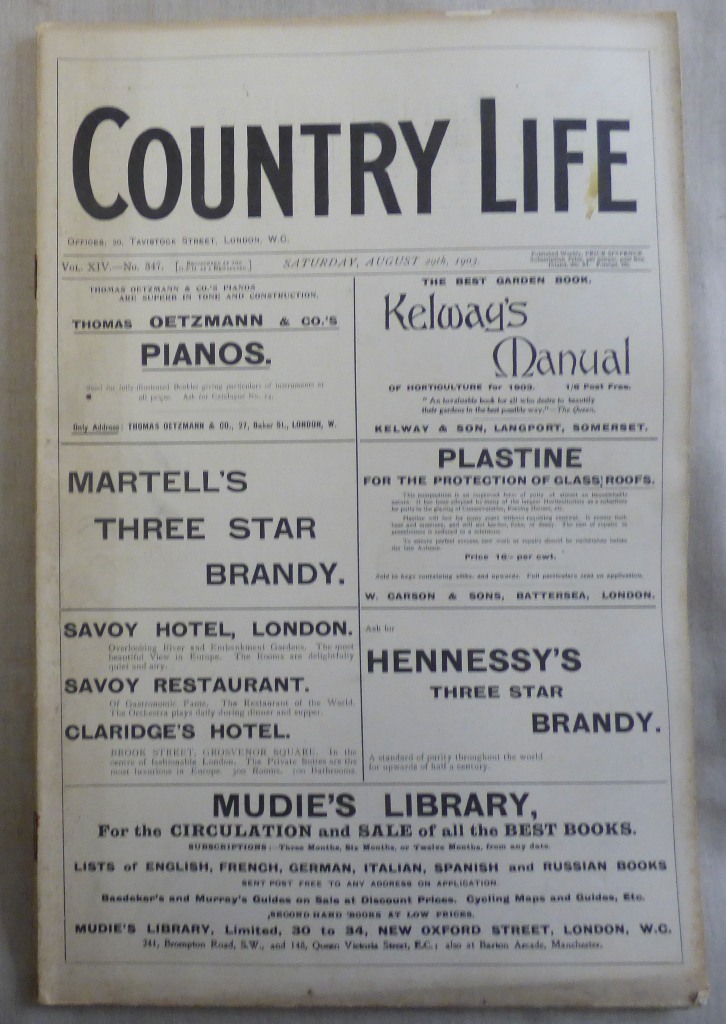 Country Life 1903 August 29th VF dust to edges of front cover