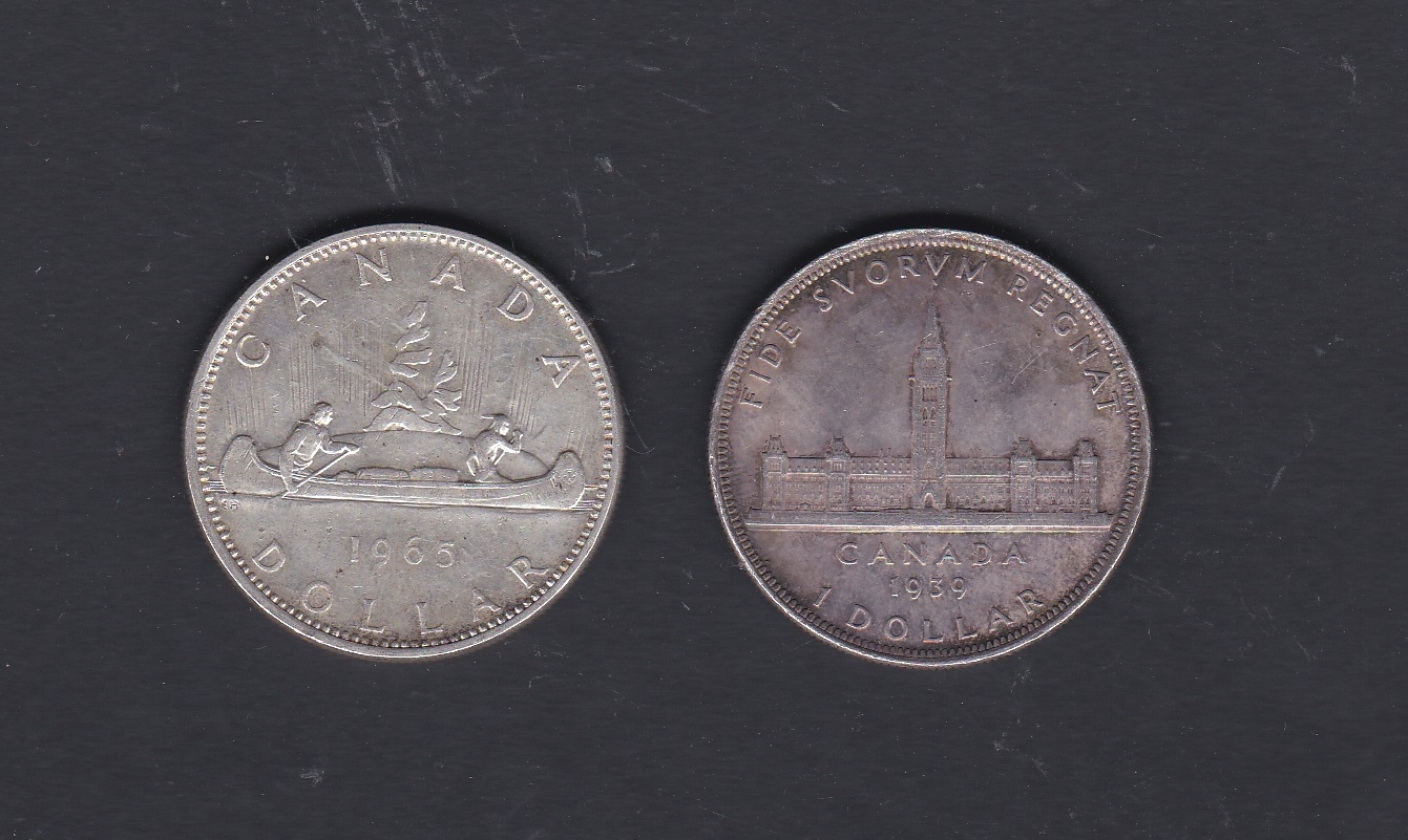 Canada 1939-Dollar and 1965 Dollar VF or better (2)