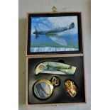 Box set-R.A.F. Pen knife and pocket watch and chain gold colour-in original box