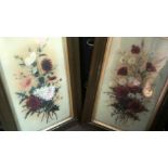 Oil On Glass (2) - Still life "Flowers"-Artist Olive A Smith - in contemporary old frames size 30