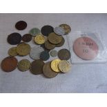 Tokens, Tickets, weights etc useful mixed batch includes 1667 Norwich Farthing (25+)