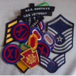 American Army, Air Force and Navy Cloth patches (26) including: U.S.S. Gonzales, Leytegulf, Air