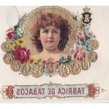 Fabrica de Tabacos vintage proof/sample vintage cigar box label no 12965 Young girl with gold