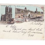 London 1897-used Court Postcard-Colour card by Sandle Brothers Westminster Abbey, National Gallery-
