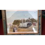 Print-Scarborough Seagull's and a old bus (Fish &Chips 2/3d)