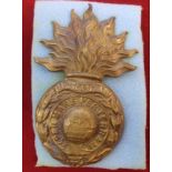 British Royal Marines sergeant’s Artillery SNCO Helmet Plate, (Brass, lugs) issued between 1878-