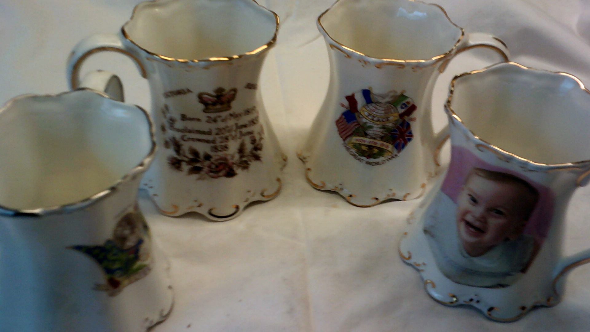 Commemorative Mugs(4)-made by St George's-in Staffordshire - includes Victoria Regina-King & Queen