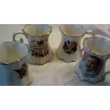 Commemorative Mugs(4)-made by St George's-in Staffordshire - includes Victoria Regina-King & Queen