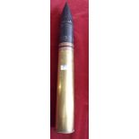 French 1950's 75mm AP Round in immaculate condition with WWII 1941 Dated British 75mm case.