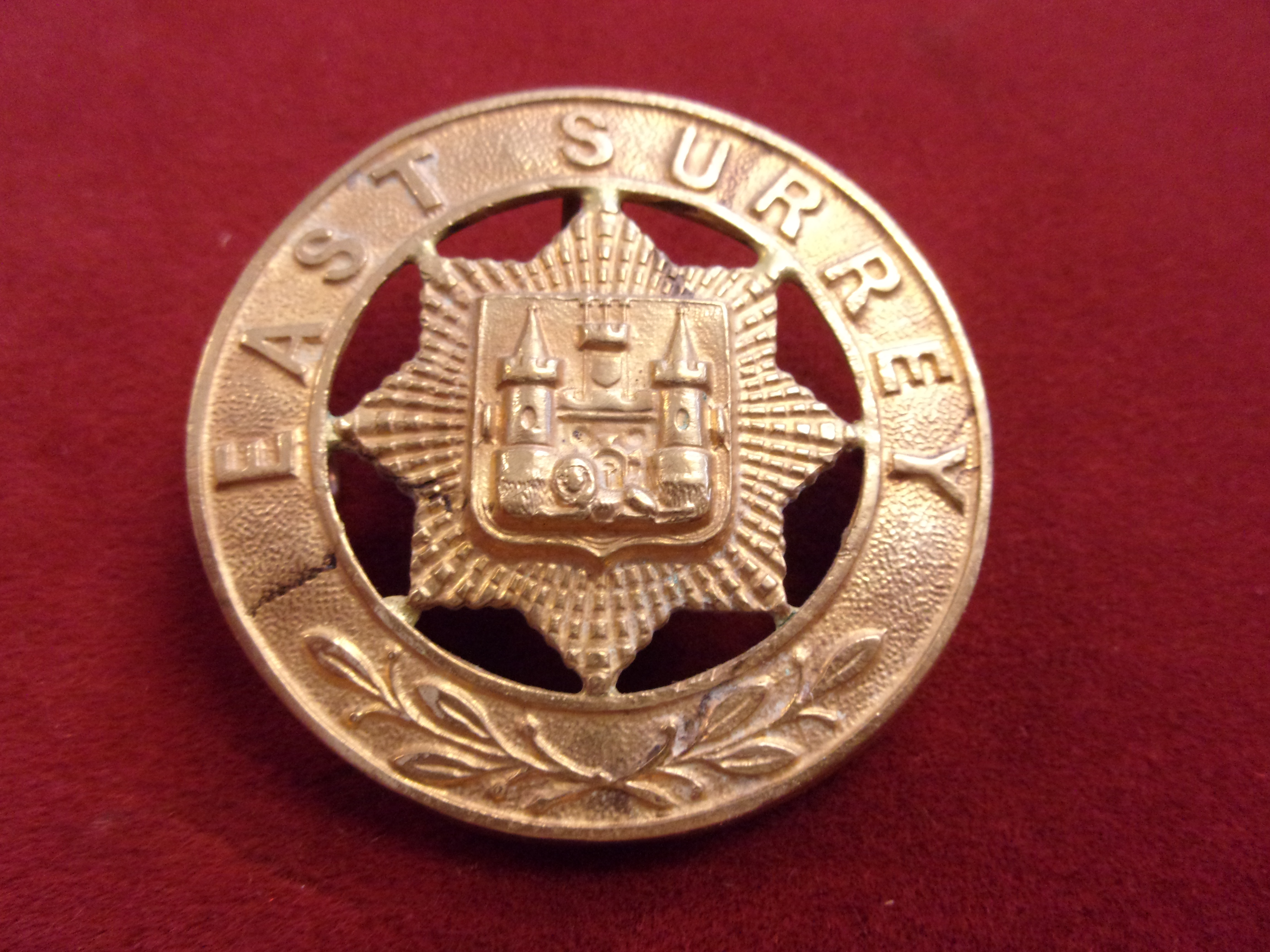 East Surrey Regiment Victorian Other Ranks Helmet Plate Centre 1881-1901 (Gilding-metal