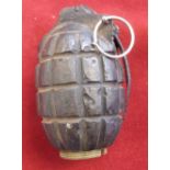 British WWI No.5 MK I Mills Bomb Grenade, nice condition missing its inner tube. Base plug marked