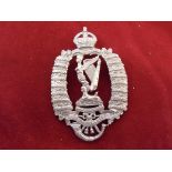 Royal Irish Rifles Busby Badge 1902-1914 Plate (White Metal, lugs) unusual variant not listed in K&K