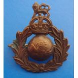 Royal Marine Corps WWII Officer Cap Badge (Bronze lugs) larger crown variant. EB40