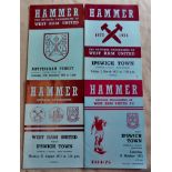 West Ham United Football Programmes 1969 v Nott's Forest; 1973 v Ipswich Town x 2; 1974 v Ipswich