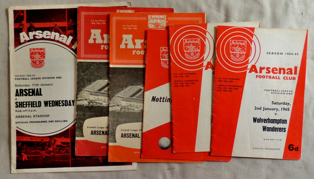 Arsenal Football Club Programmes 1957 v Newcastle United 1960 v Aston Villa; 1965 v Wolverhampton,