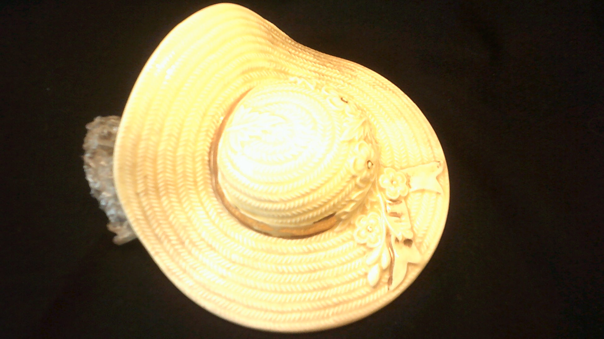 Vintage Wall ornament-Shape of Sun Hat no maker mark's - warranted 22 carat gold on rims- minor