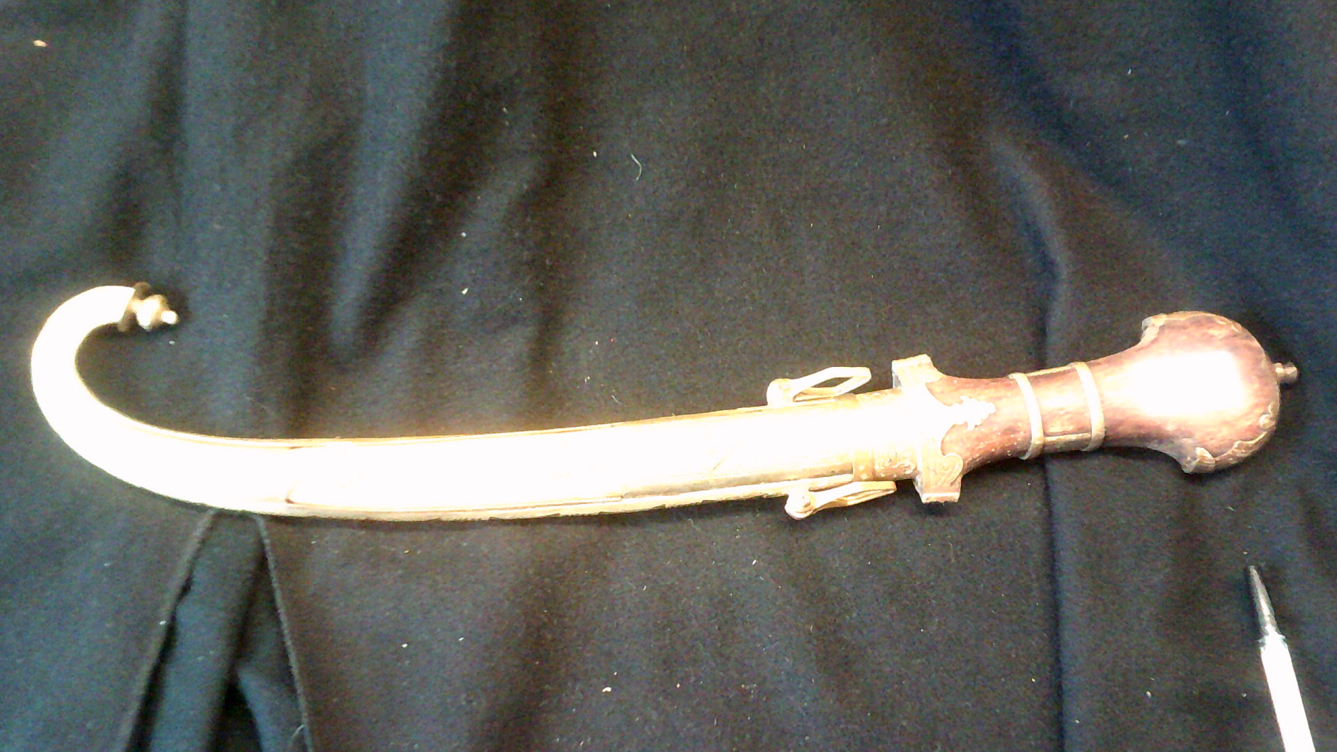 Dagger-Ceremonial Brass, wood and bone dagger, approx. 20 inches in total steel blade. - Image 2 of 2