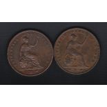 Great Britain 1899 and 1859-Victoria Pennies, both GVF