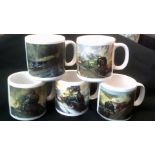 Railway Mugs (5)-The Royal Mail Collection-Famous Trains; The Flying Scotsman, The Golden Arrow, The