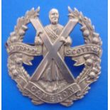 Cameron Highlanders (Liverpool Scottish) WWII Cap badge, scarce variant. (White-metal, lugs) EB46