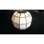 Vintage Lamp Shade-with cream stained glass, ceiling pendant light shade in excellent condition