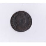 Great Britain 1695-William III Halfpenny no bars to A's W Britannid, scarce, fine