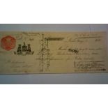 Union of London + Smiths Bank Ltd 1911-Leeds Branch order, sixpence embossed duty stamp