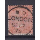 Great Britain 1865-73-4d vermillion, plate 14, SG95, very fine used, London c.d.s.