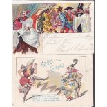 Postcards-Carnivals-Two early cards one used 1899-clown's etc (2)