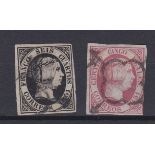 Spain 1851-definitives SG9 used 6c SG12 used 5r, cat value £300+