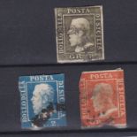 Italian States Sicily 1859- Definitives SG2b, used 1 gr-very fine,3 used 2gr-faults, 4 used 5gr-