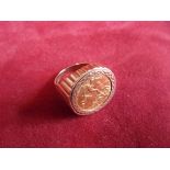 Half Sovereign Ring-9ct gold ring with an 1907 half sovereign, large size ring