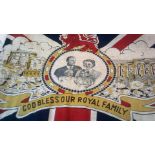 Flag-Commemorative Royal Family Flag-late 1950's 'Gold Bless out Royal Family' - size 25" x 24"
