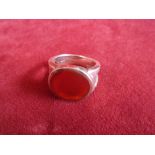 Sliver Ring-Nice solid silver ring with semi precious orange stone