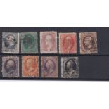 USA 1870-71-Definitives SG147,149a,150a,151,152a,153,154a,155,156 used (1 cent to 30 cents (8) cat