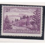 Norfolk Islands 1947-1959-2d reddish violet, white paper, SG4a, u/m mint, (Ex Stanley Gibbons)