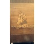 Vintage Fire Screen-Wooden with a ship engraved on front, good condition