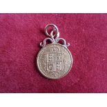 Gold Half Sovereign Pendant-1887-gold half sovereign, mounted on a pendant, hanger (also gold)