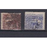 USA 1869-2 cents brown and 3 cents blue, SG115/6,Scott 113/4=both used, with grills (2) cat £100+