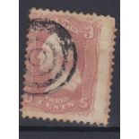 USA 1861-Washington 3 cents, premieres Gravures' brown red, Scott A25,SG61,used, off centre, small