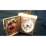 Vintage clock-small travel clock-made in Germany, Europa, 2 Jewell, in shape of a book - both