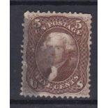USA 1863-Washington 5 cents brown, SG57a, used cat £140