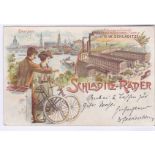 Postcards-Germany 1897 Dresden Schladitz - Rader chromo cycle advertising postcard -scene delightful