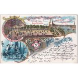 Postcards-Germany 1897-used Gruss aus Frankfurt A/M very fine chromo card W.Fackenheim Velodrom
