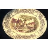 Royal Staffordshire Dinner Ware by 'Clarice Cliff' - Rural scene-Horses and Cottages - unboxed
