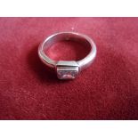 Silver Ring - Solid silver ring with good size white stone- ring size unknown