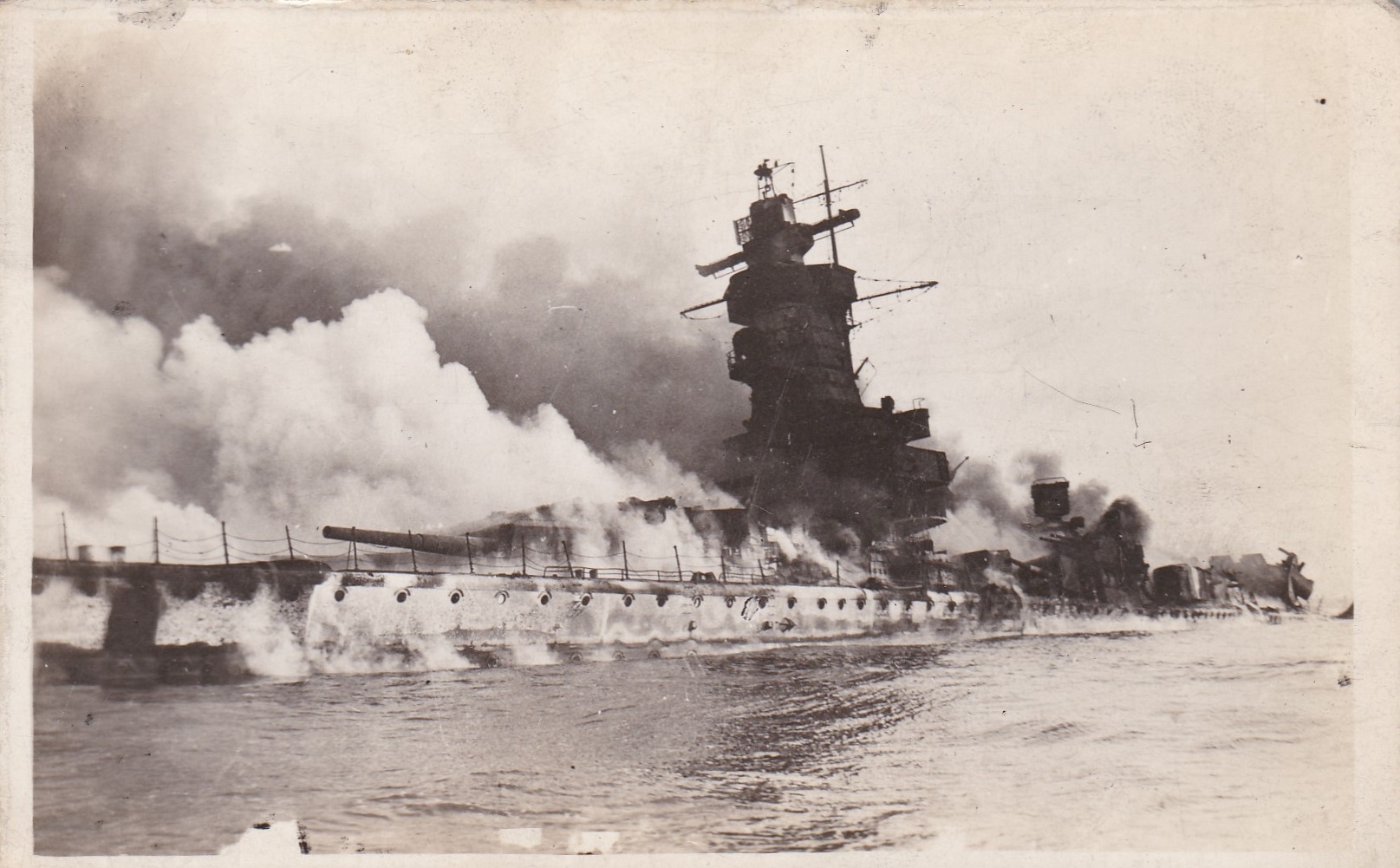 Battleship Admiral Graf Spee - WWII Naval Battle of the River Plate Postcard depicting an side