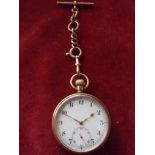 Gold Pocket Watch-9ct gold pocket watch hallmarked Birmingham 1929, EWC &Co 11626.nice short 3"