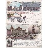 Postcard-Germany 1896 + 1897-used chromo postcards, Gruss aus Frankfurt A/M (2) one by Phillip Frey