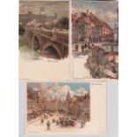 Postcards-Germany (Munich) - Maximillaneum bridge -artist chromo early by Bergmann Marienplatz,